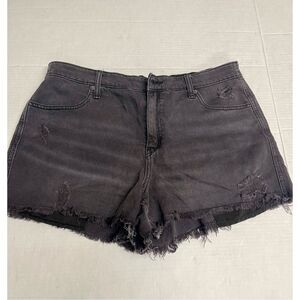 Aerie Women's Elastic Waist Denim Shorts sz L Black